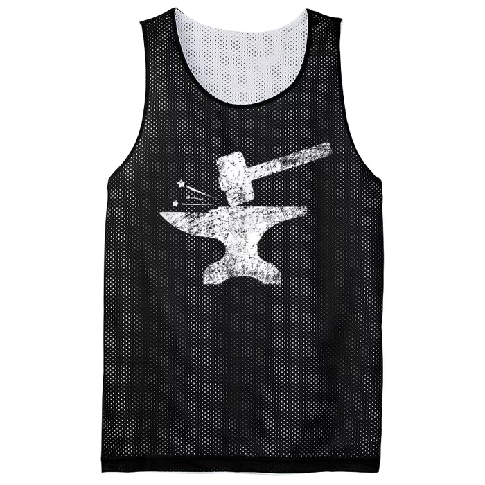 Blacksmith Anvil Striking Distressed Vintage Mesh Reversible Basketball Jersey Tank