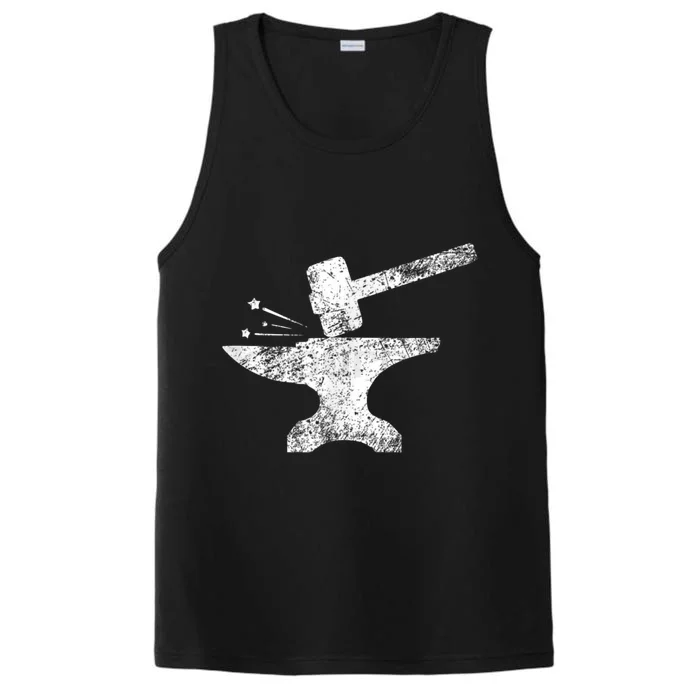 Blacksmith Anvil Striking Distressed Vintage Performance Tank