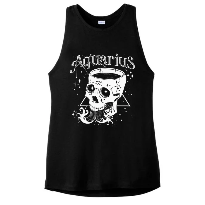 Blackcraft Aquarius Skull Coven Witch Zodiac Art Ladies Tri-Blend Wicking Tank