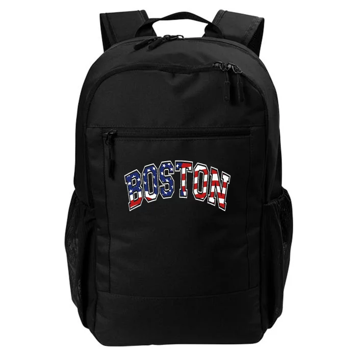 Boston Arched Style Text American Flag Pattern Daily Commute Backpack