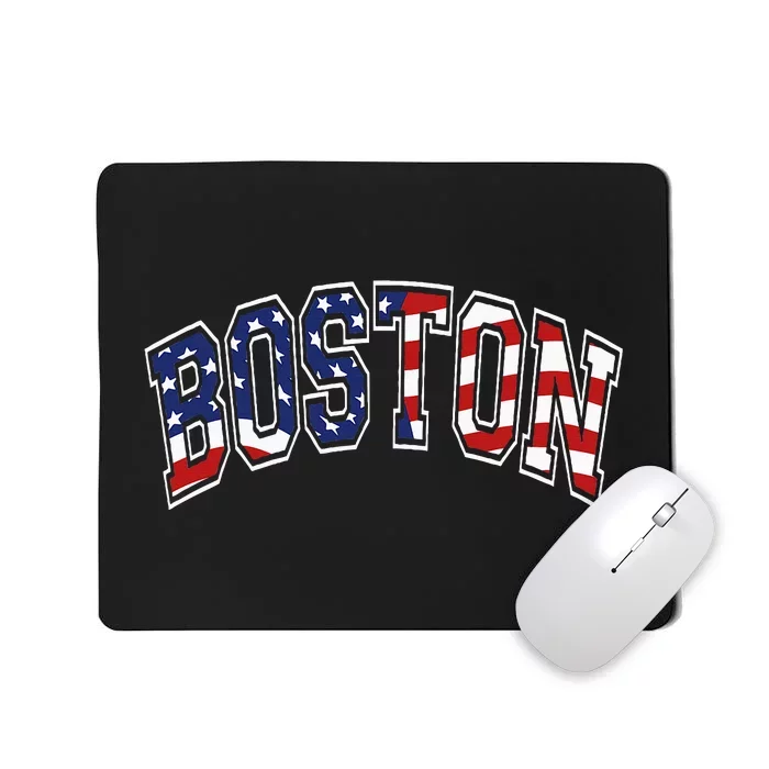 Boston Arched Style Text American Flag Pattern Mousepad