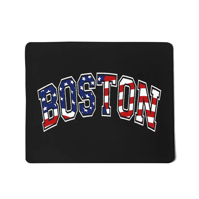 Boston Arched Style Text American Flag Pattern Mousepad