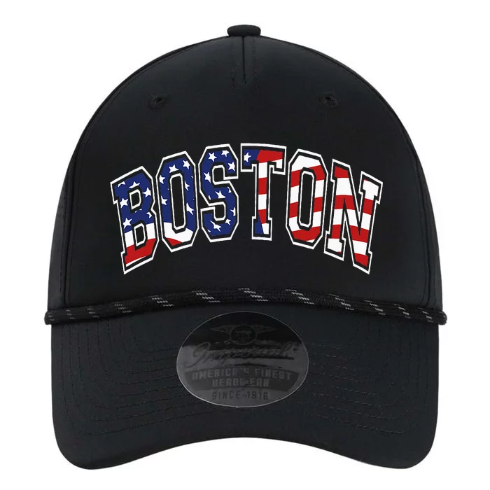 Boston Arched Style Text American Flag Pattern Performance The Dyno Cap