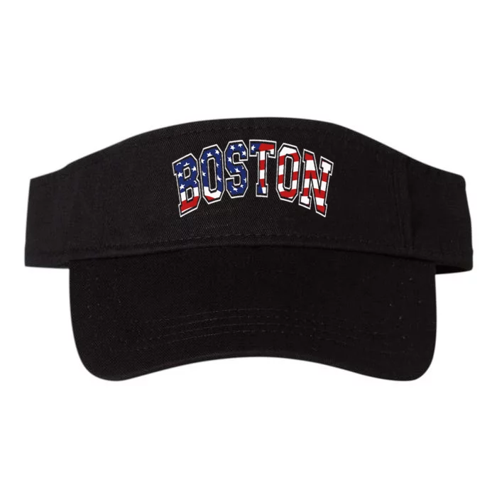 Boston Arched Style Text American Flag Pattern Valucap Bio-Washed Visor