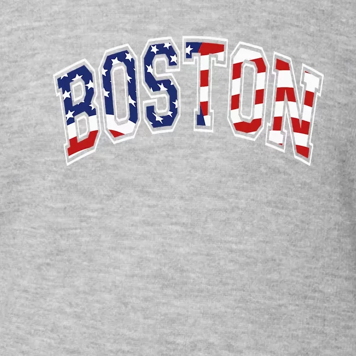 Boston Arched Style Text American Flag Pattern Toddler Sweatshirt