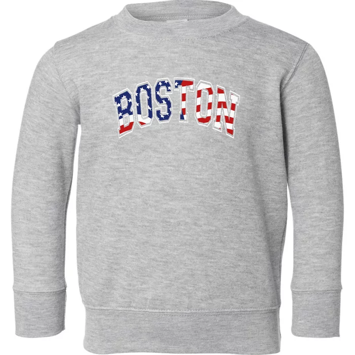 Boston Arched Style Text American Flag Pattern Toddler Sweatshirt