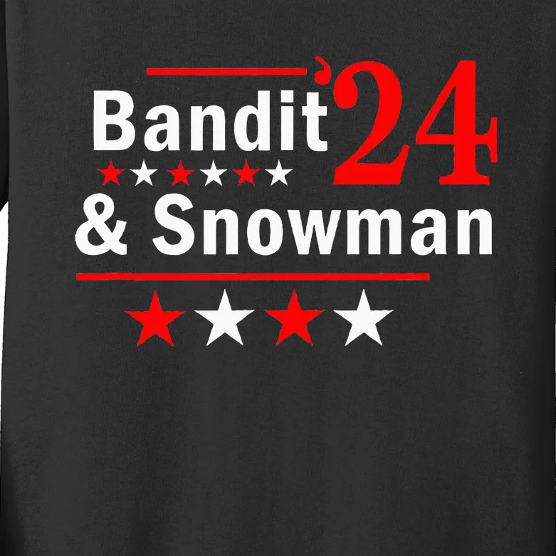 Bandit And Snowman 2024 Election Kids Long Sleeve Shirt