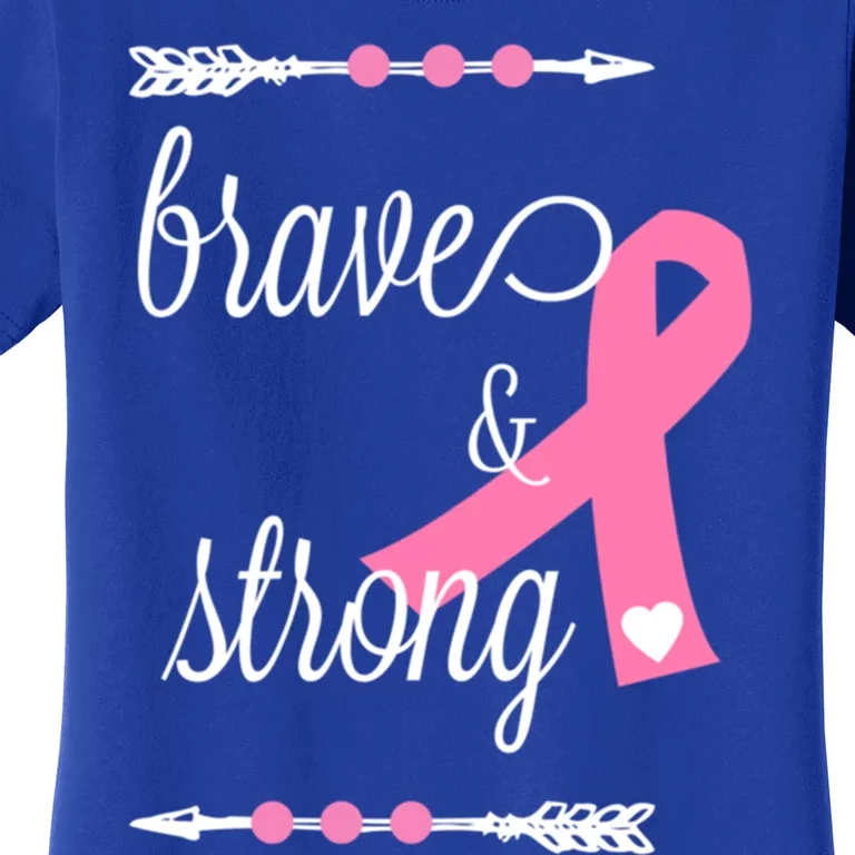 Brave And Strong Breast Cancer Awareness Funny Gift Women's T-Shirt