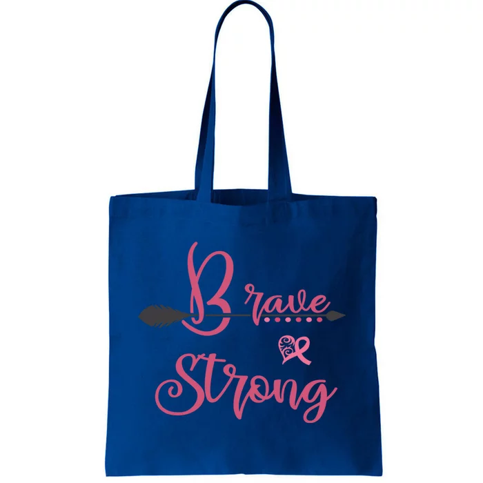 Brave And Strong Breast Cancer Survivor Pink Ribbon Gift Tote Bag