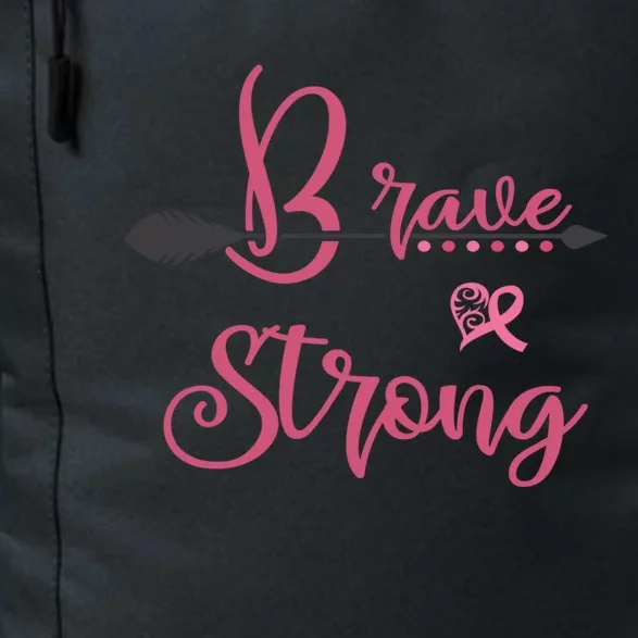 Brave And Strong Breast Cancer Survivor Pink Ribbon Gift Daily Commute Backpack