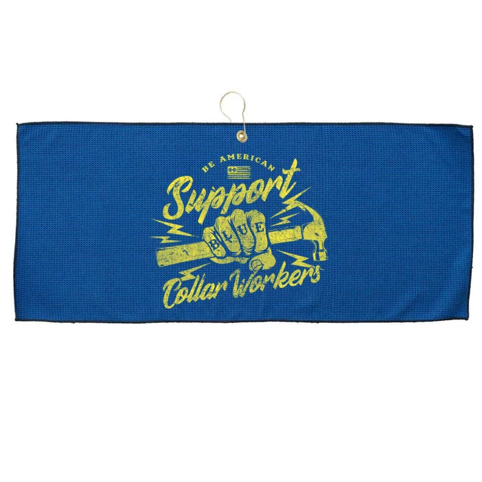 Be American Support Blue Collar Workers Large Microfiber Waffle Golf Towel