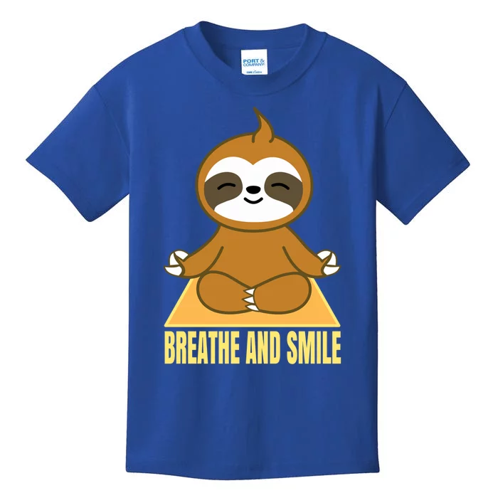 Breathe And Smile Meditating Sloth Lady 'S Yoga Namaste Gift Kids T-Shirt