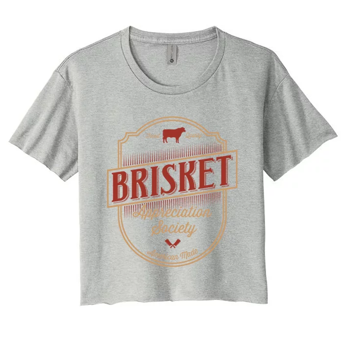 Brisket Appreciation Society Smoking Meat Vintage Barbecue Gift Women's Crop Top Tee