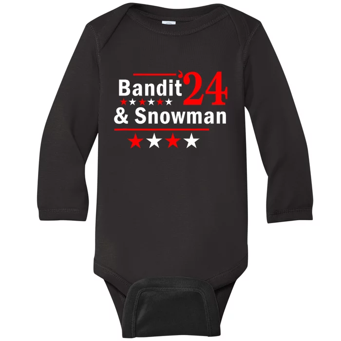 Bandit And Snowman 2024 Election Baby Long Sleeve Bodysuit