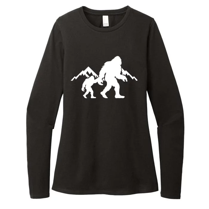 Bigfoot And Son Wild Outdoor Gift For Fathers Day Womens CVC Long Sleeve Shirt