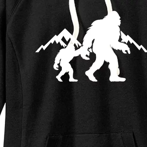 Bigfoot And Son Wild Outdoor Gift For Fathers Day Women's Fleece Hoodie