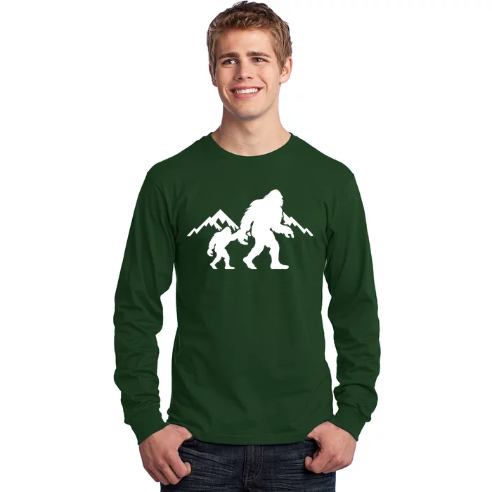 Bigfoot And Son Wild Outdoor Gift For Fathers Day Long Sleeve Shirt