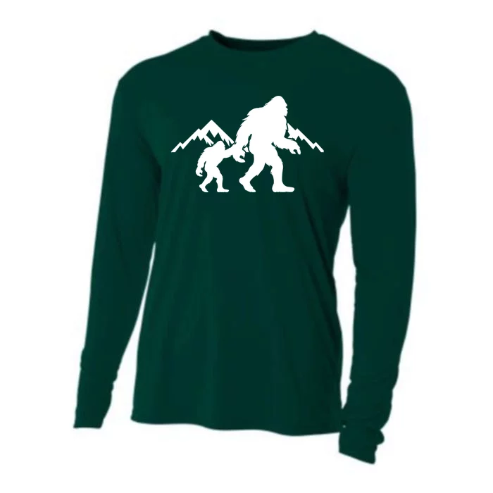 Bigfoot And Son Wild Outdoor Gift For Fathers Day Cooling Performance Long Sleeve Crew