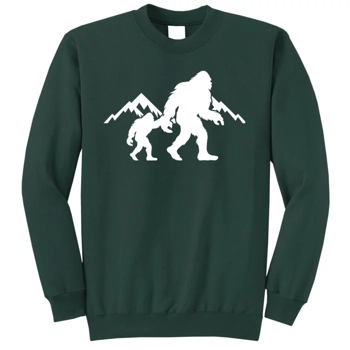 Bigfoot And Son Wild Outdoor Gift For Fathers Day Tall Sweatshirt