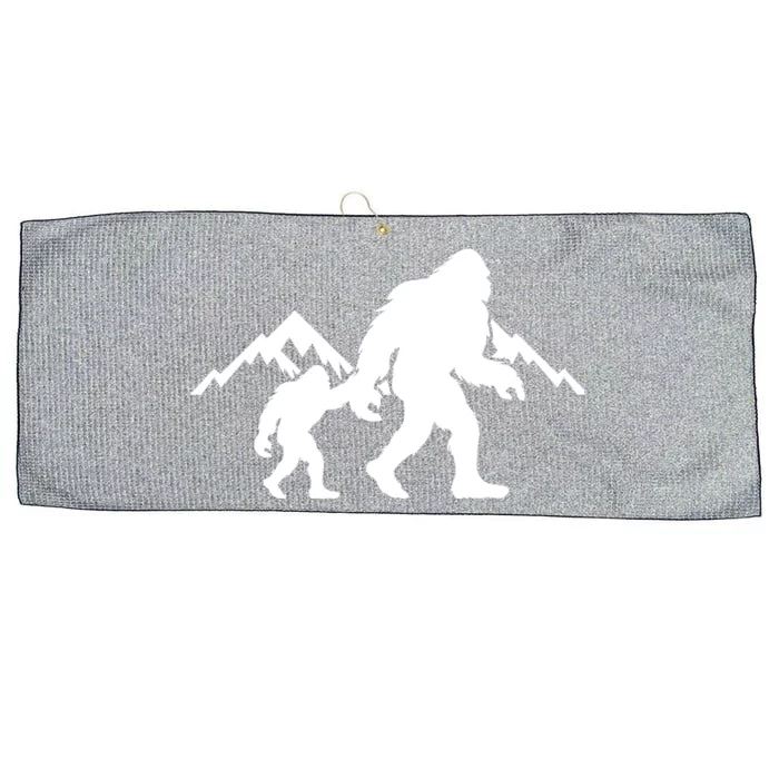 Bigfoot And Son Wild Outdoor Gift For Fathers Day Large Microfiber Waffle Golf Towel