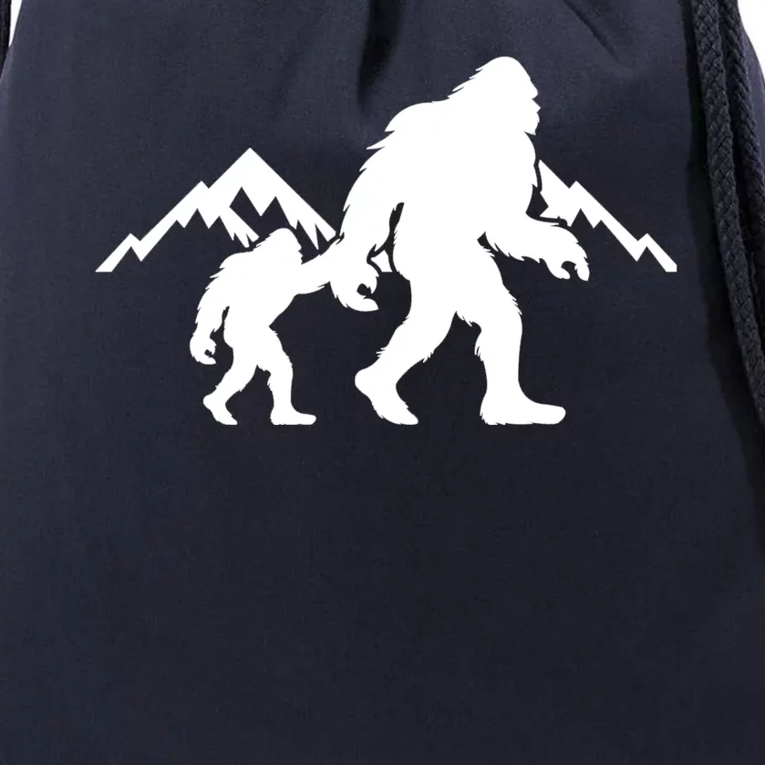 Bigfoot And Son Wild Outdoor Gift For Fathers Day Drawstring Bag