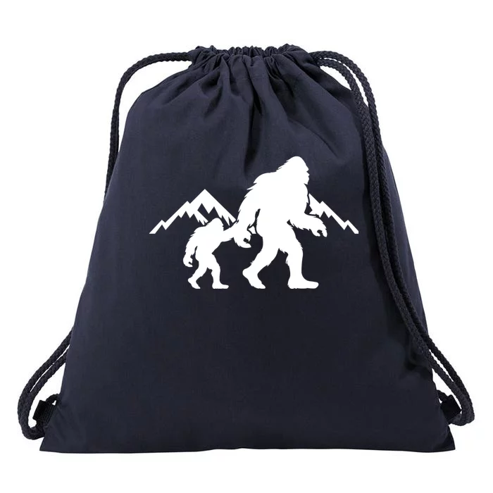 Bigfoot And Son Wild Outdoor Gift For Fathers Day Drawstring Bag