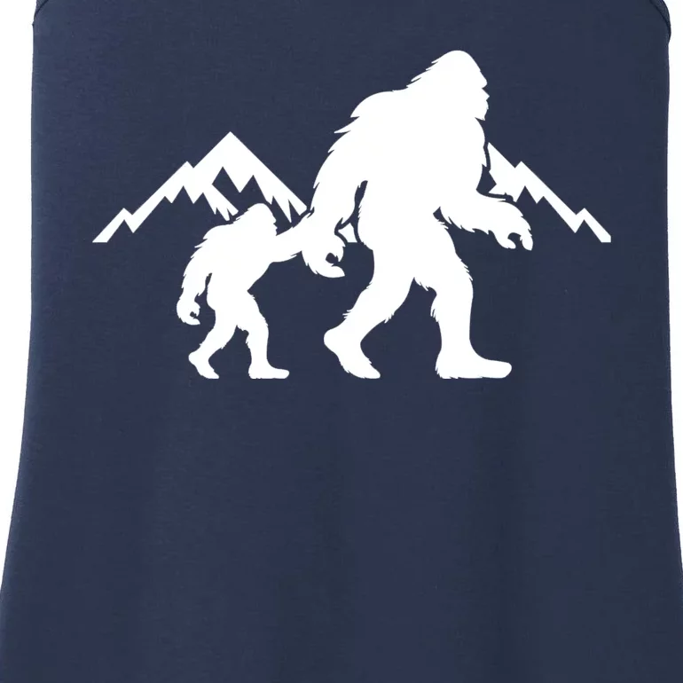 Bigfoot And Son Wild Outdoor Gift For Fathers Day Ladies Essential Tank