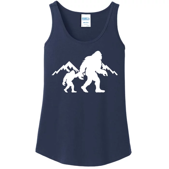 Bigfoot And Son Wild Outdoor Gift For Fathers Day Ladies Essential Tank