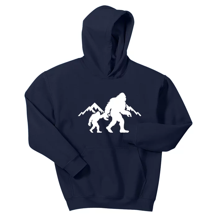 Bigfoot And Son Wild Outdoor Gift For Fathers Day Kids Hoodie