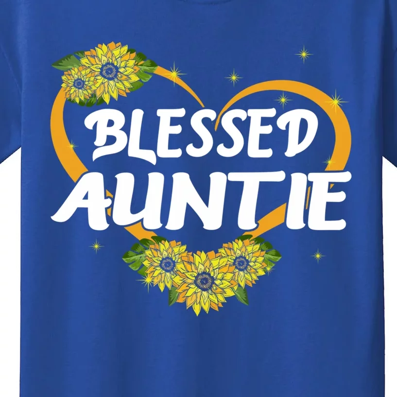 Blessed Auntie Sunflower Cool Gift Mothers Day Gift Kids T-Shirt