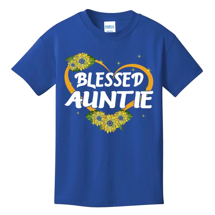 Blessed Auntie Sunflower Cool Gift Mothers Day Gift Kids T-Shirt