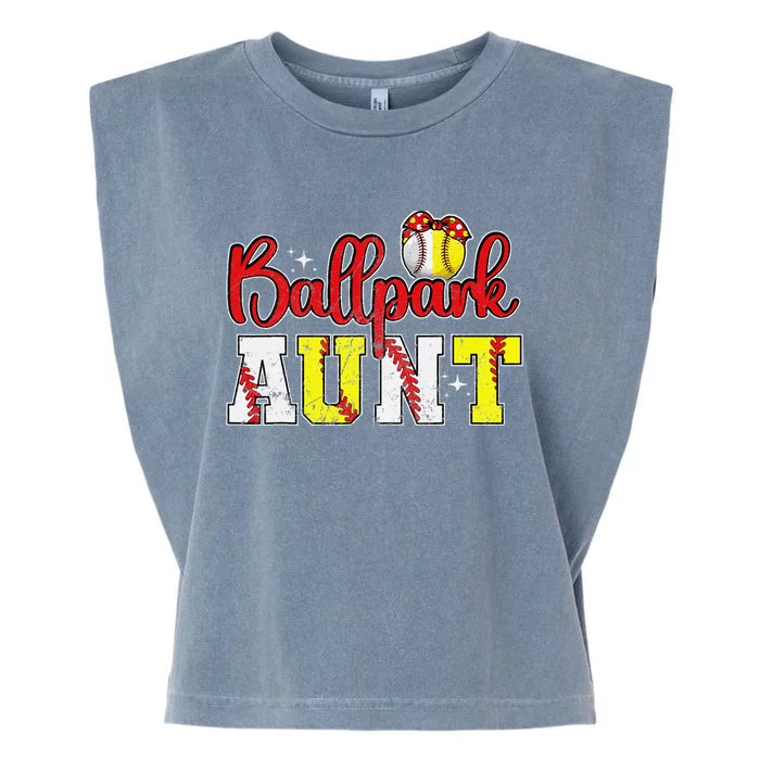 Ballpark Aunt Softball Baseball Aunt Garment-Dyed Women's Muscle Tee