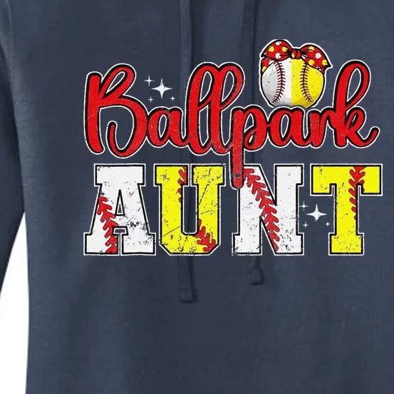 Ballpark Aunt Softball Baseball Aunt Women's Pullover Hoodie