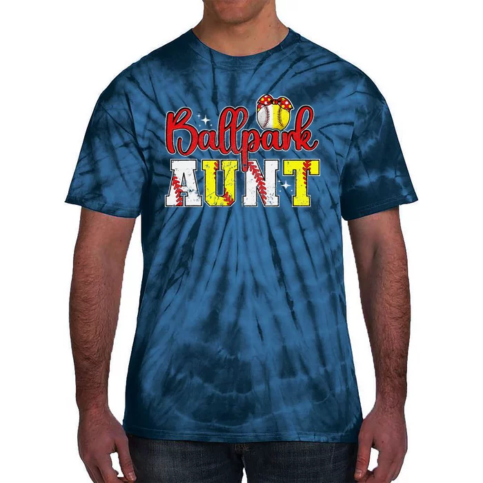 Ballpark Aunt Softball Baseball Aunt Tie-Dye T-Shirt