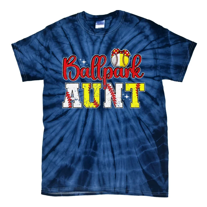 Ballpark Aunt Softball Baseball Aunt Tie-Dye T-Shirt