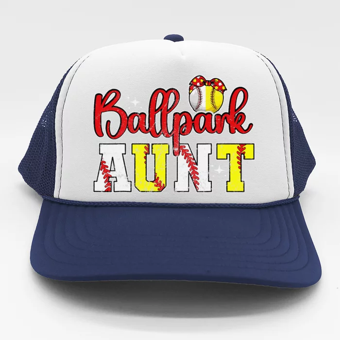 Ballpark Aunt Softball Baseball Aunt Trucker Hat