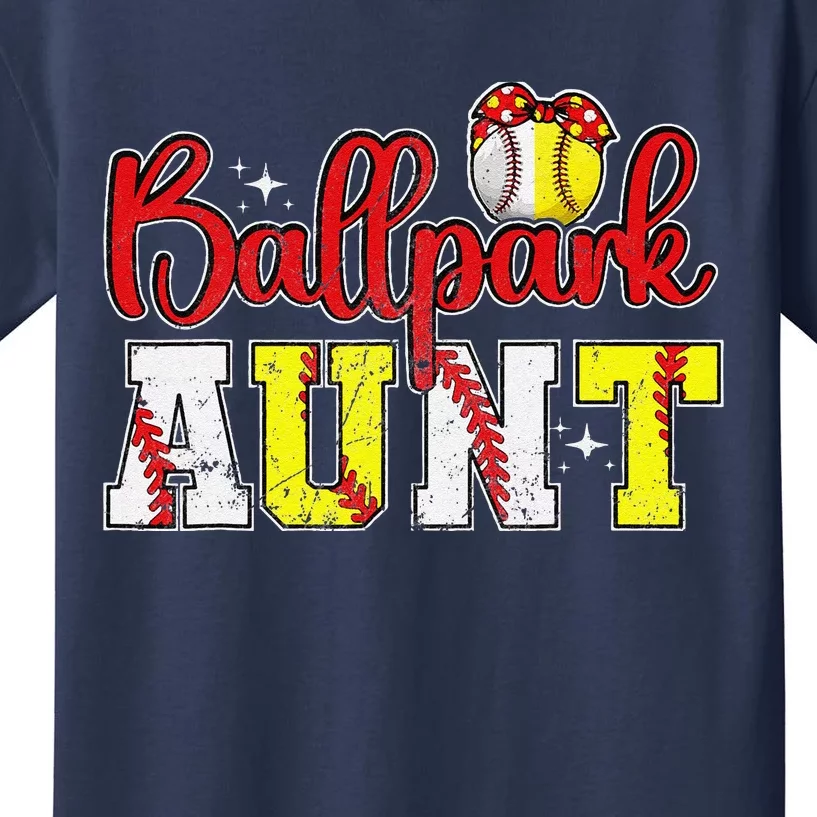 Ballpark Aunt Softball Baseball Aunt Kids T-Shirt