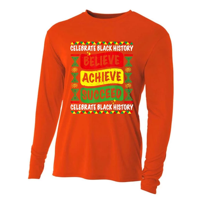 Believe Achieve Succeed Black History Month Proud African Cooling Performance Long Sleeve Crew