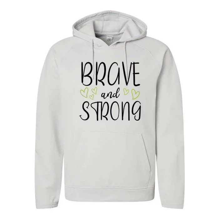 Brave And Strong Lymphoma Warrior Performance Fleece Hoodie