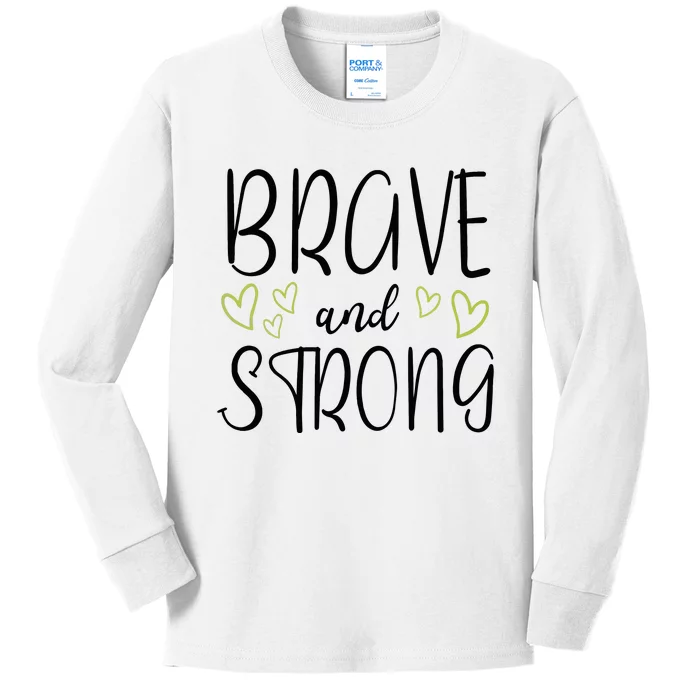 Brave And Strong Lymphoma Warrior Kids Long Sleeve Shirt