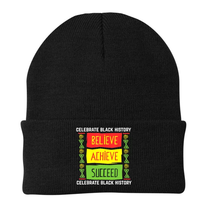 Believe Achieve Succeed Black History Gift Political Knit Cap Winter Beanie