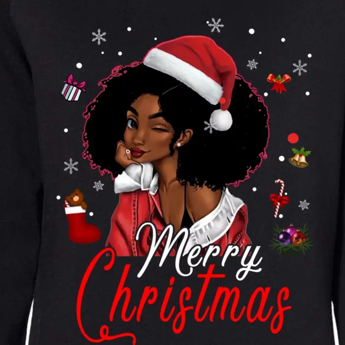 Black African Santa Hat African American Merry Christmas Pj Cool Gift Womens California Wash Sweatshirt