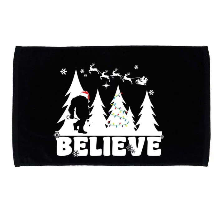 Bigfoot And Santa Believe In Christmas And Funny Gift Microfiber Hand Towel