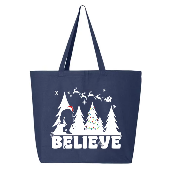 Bigfoot And Santa Believe In Christmas And Funny Gift 25L Jumbo Tote