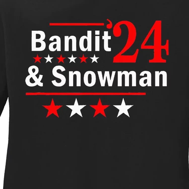 Bandit And Snowman 2024 Election Ladies Long Sleeve Shirt