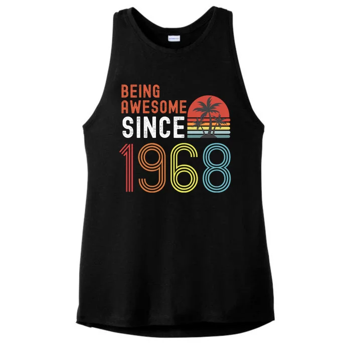 Being Awesome Since 1968, Made In 1968 Vintage 53rd Birthday Ladies Tri-Blend Wicking Tank