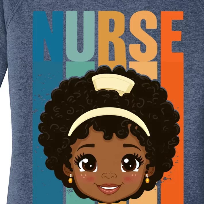 Black Afro Strong Nurse Black History Month Nursing Funny Gift Women's Perfect Tri Tunic Long Sleeve Shirt