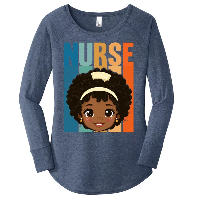 Black Afro Strong Nurse Black History Month Nursing Funny Gift Women's Perfect Tri Tunic Long Sleeve Shirt