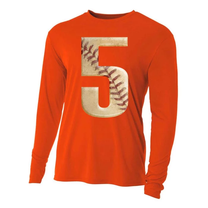 Baseball 5th Birthday Cooling Performance Long Sleeve Crew