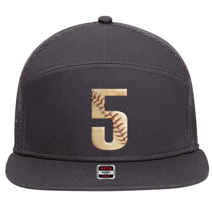 Baseball 5th Birthday 7 Panel Mesh Trucker Snapback Hat